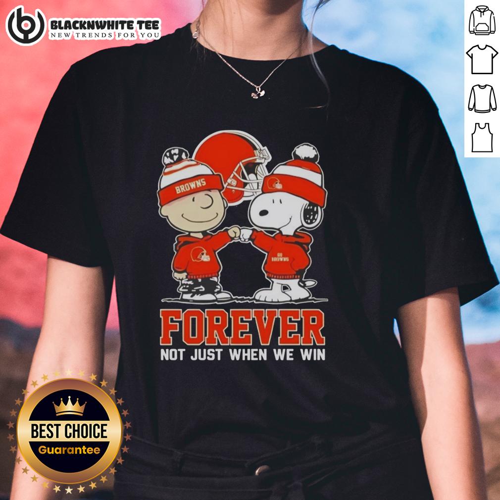 Premium Peanut Snoopy Charlie Brown Cleveland Browns Forever Not Just When We Win T-Shirt - Image 3