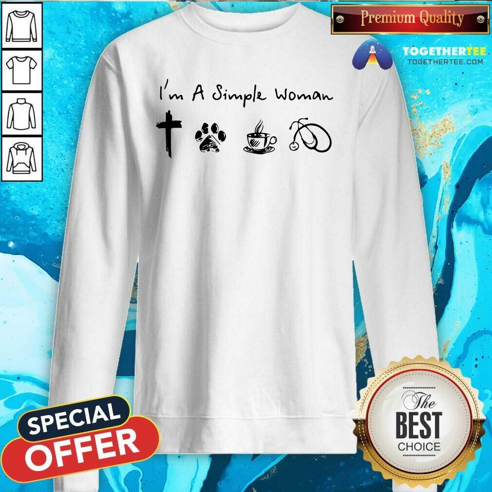 Lovely A Simple Womans Love Jesus Dog Coffee Stethoscope Shirt - Image 2