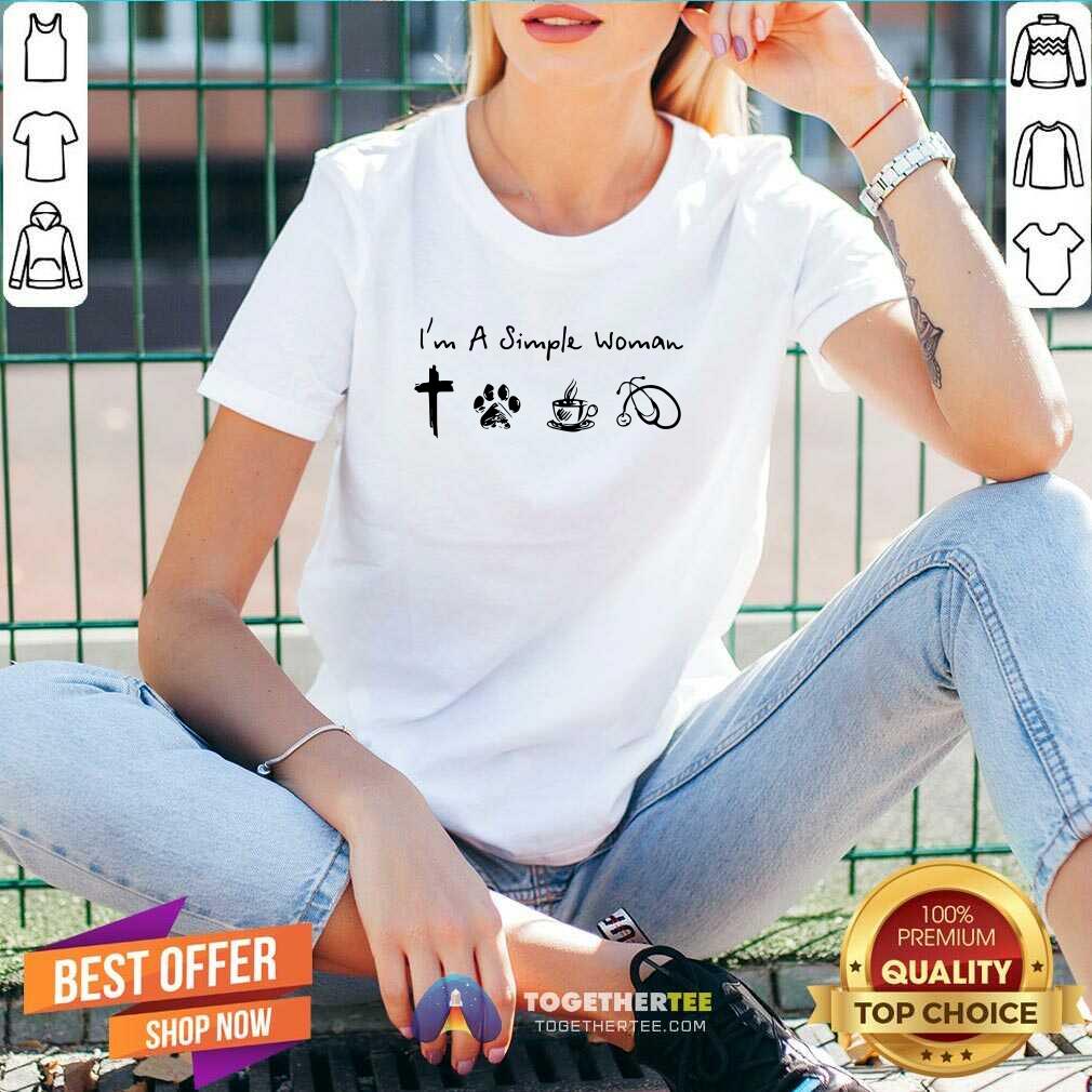 Lovely A Simple Womans Love Jesus Dog Coffee Stethoscope Shirt - Image 3