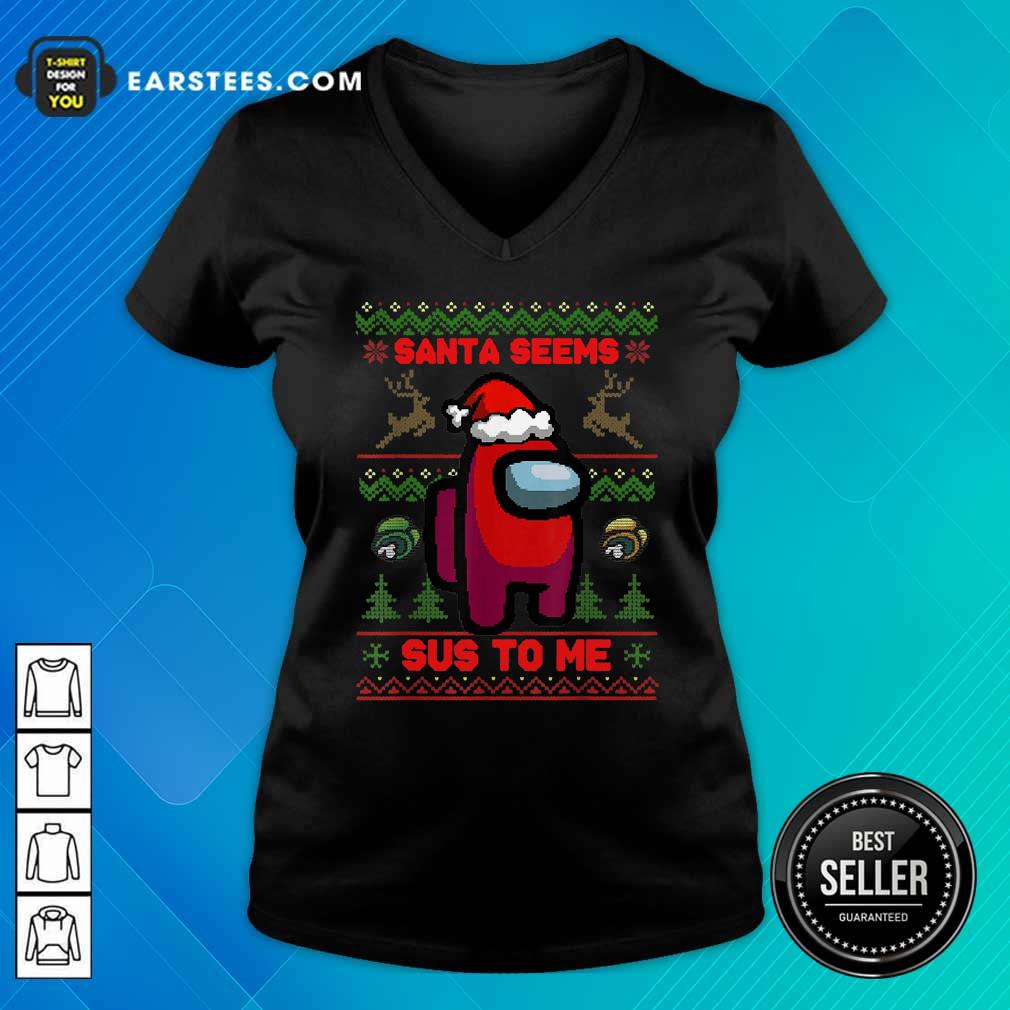 Perfect Among Us Santa Seems Sus To Me Ugly Christmas Shirt - Image 3