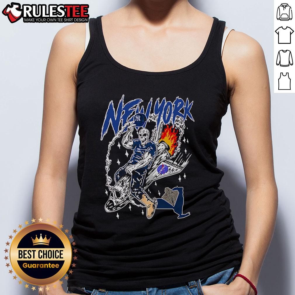 Awesome New York Yankees X Warren Lotas Swole Skeleton Spaceship T-Shirt - Image 4