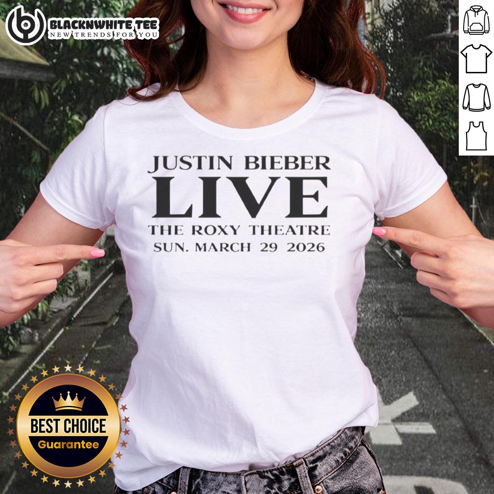 Official Justin Bieber Live The Roxy Theatre Sun March 29 2026 Tour T-Shirt - Image 3