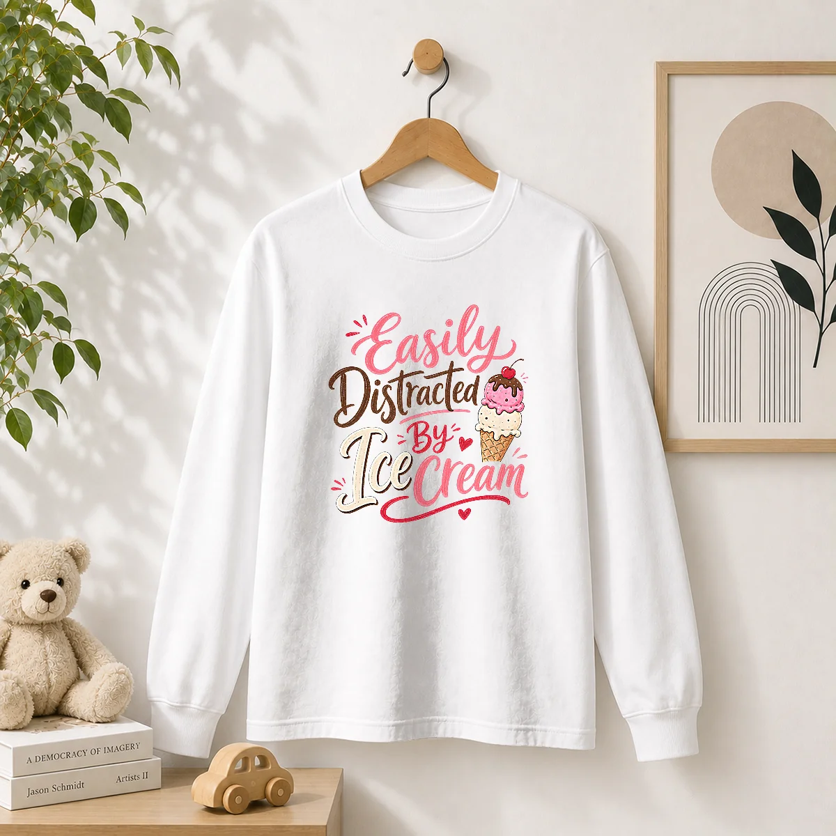 Nice Easily Distracted By ICE Cream Funny Cute Shirt - Image 3