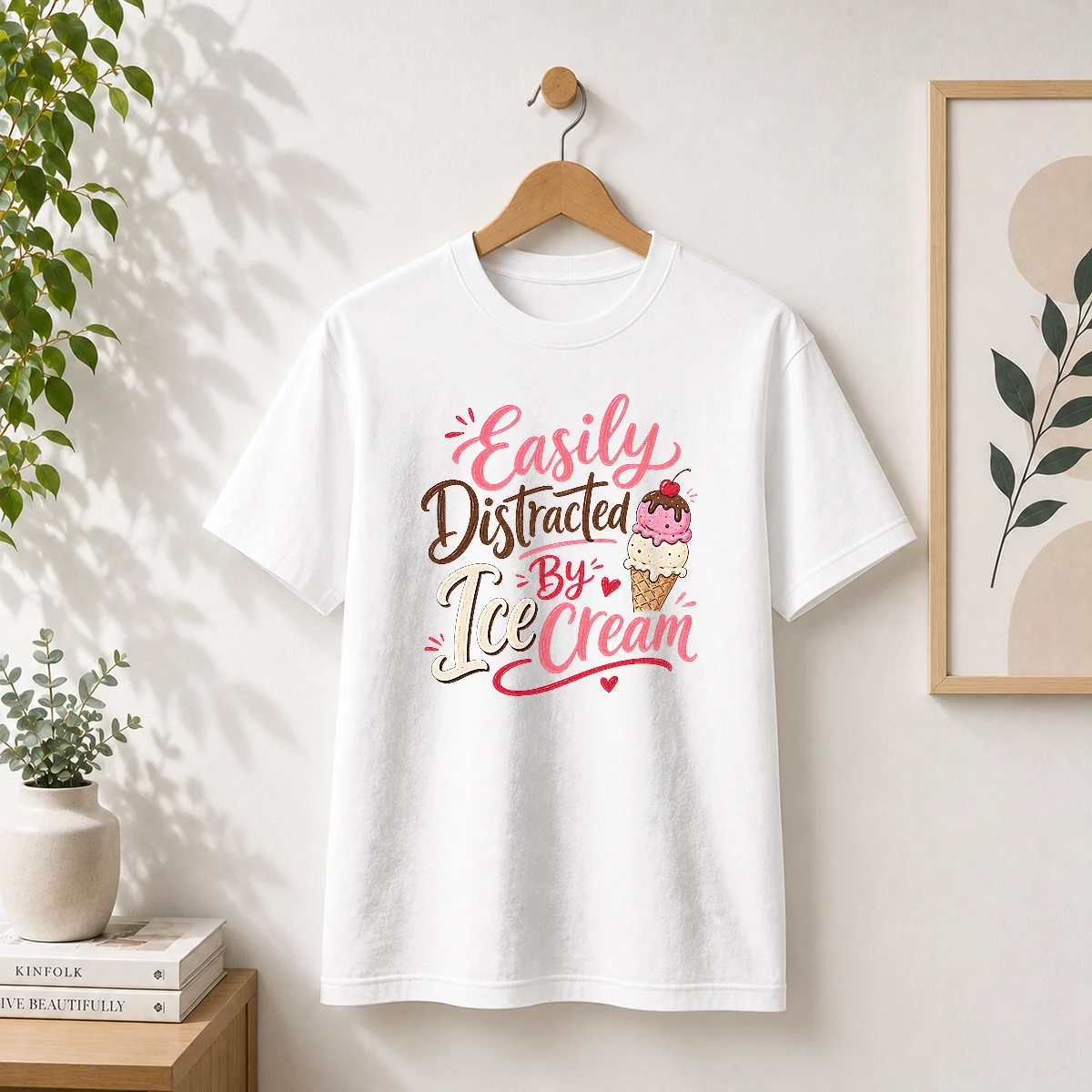 Nice Easily Distracted By ICE Cream Funny Cute Shirt