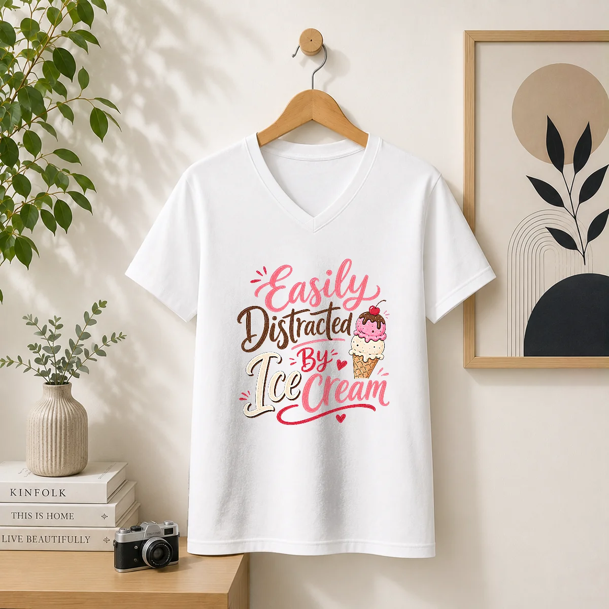 Nice Easily Distracted By ICE Cream Funny Cute Shirt - Image 7