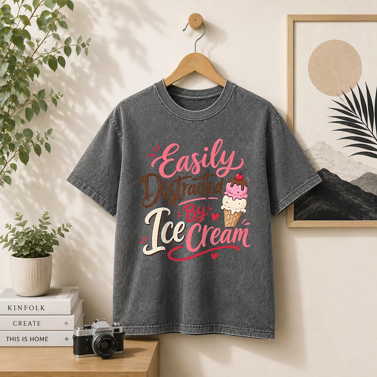 Nice Easily Distracted By ICE Cream Funny Cute Shirt - Image 8