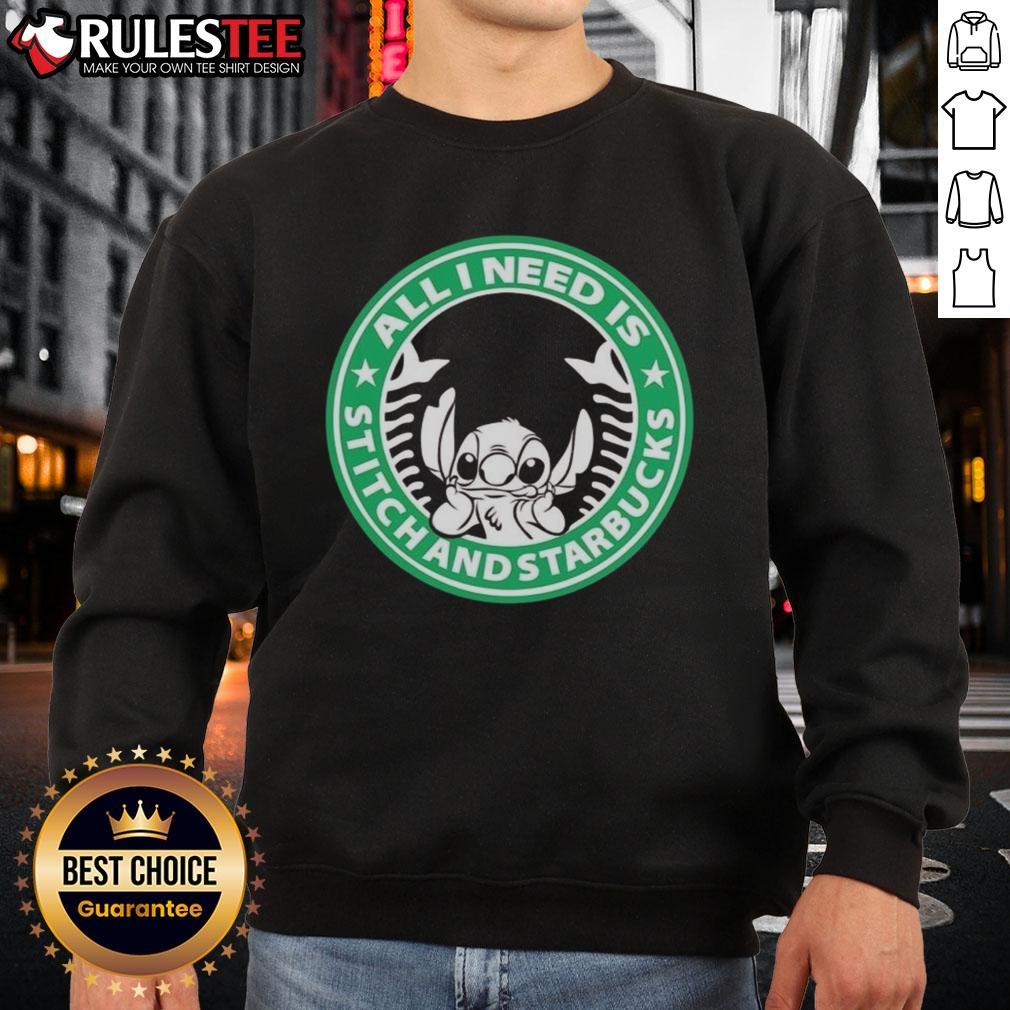 Good All I Need Is Stitch And Starbucks T-Shirt - Image 5