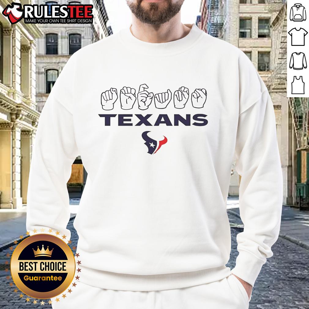 Nice Houston Texans Football Homage Youth Love Sign Hand Signals T-Shirt - Image 5