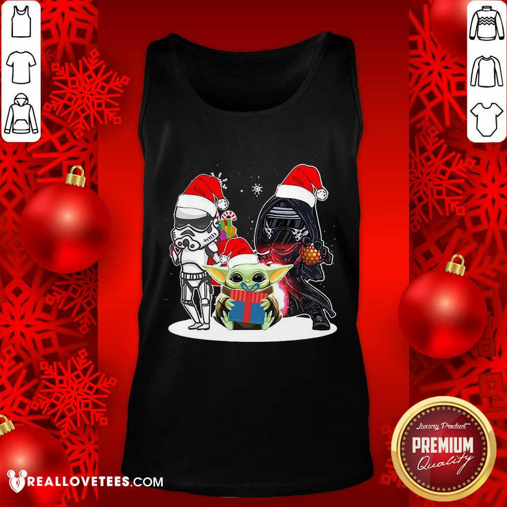 Great Baby Yoda And Darth Vader Stormtrooper Merry Christmas Sweater Shirt - Image 2
