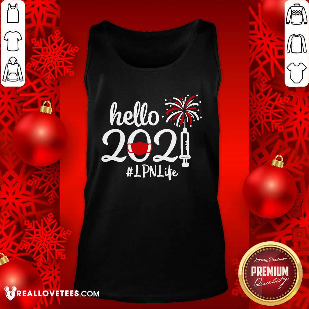 Happy Hello 2021 LPN Life Face Mask Christmas Shirt - Image 2