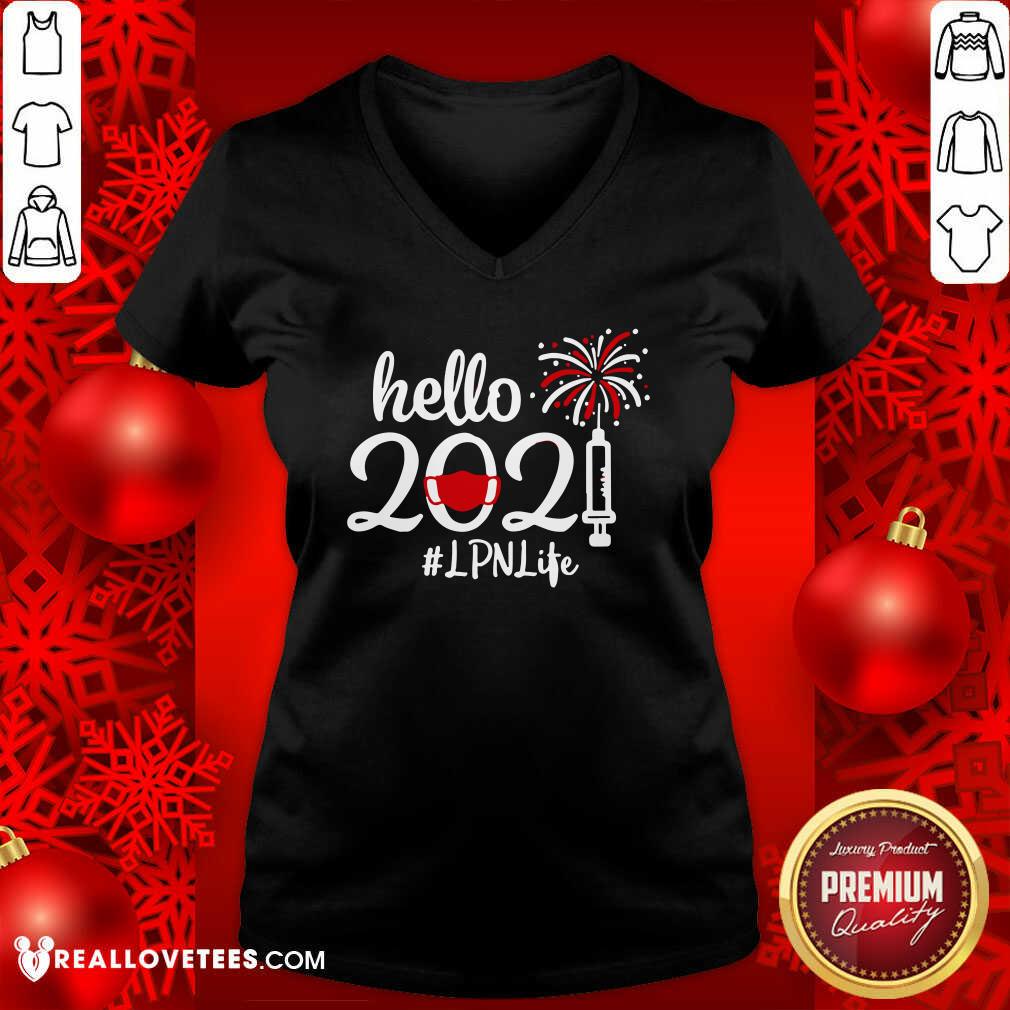 Happy Hello 2021 LPN Life Face Mask Christmas Shirt - Image 5