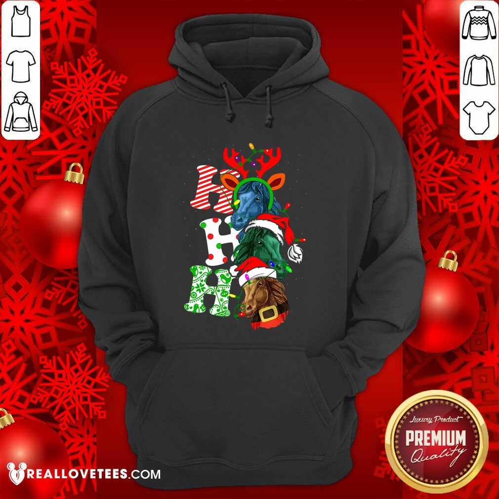 Hot Ho Ho Ho Horses Santa Elf Reindeer Merry Christmas Light Shirt - Image 4