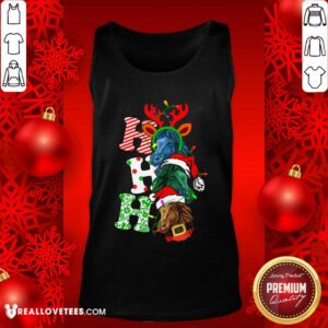 Alternative view of Hot Ho Ho Ho Horses Santa Elf Reindeer Merry Christmas Light Shirt