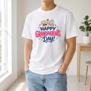 Pretty Happy Grandparents Day Cute Couple Hearts Typography Shirt