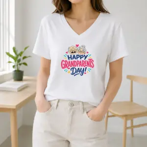 Alternative view of Pretty Happy Grandparents Day Cute Couple Hearts Typography Shirt