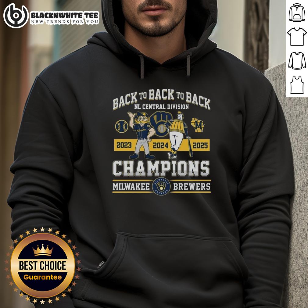 Nice Milwakee Brewers Back To Back To Back NL Central Division Champions 2025 T-Shirt - Image 2