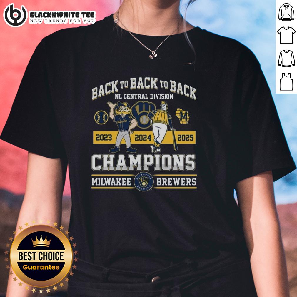 Nice Milwakee Brewers Back To Back To Back NL Central Division Champions 2025 T-Shirt - Image 3