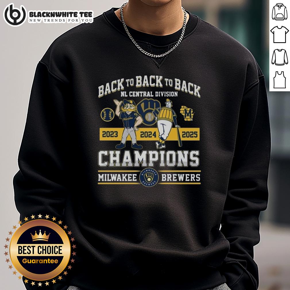 Nice Milwakee Brewers Back To Back To Back NL Central Division Champions 2025 T-Shirt - Image 5