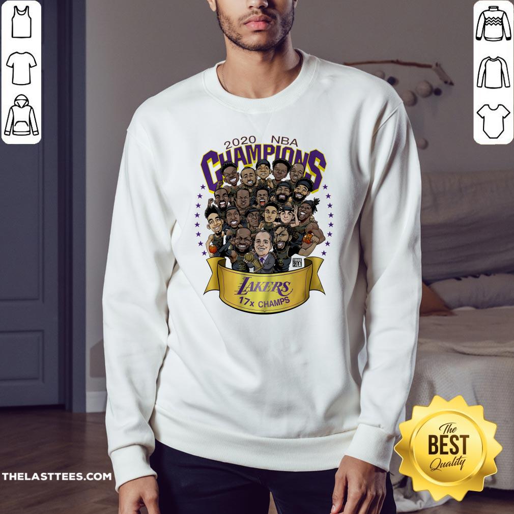 Top 2020 NBA Champions Los Angeles Lakers 17 Champs Cartoon Shirt - Image 4