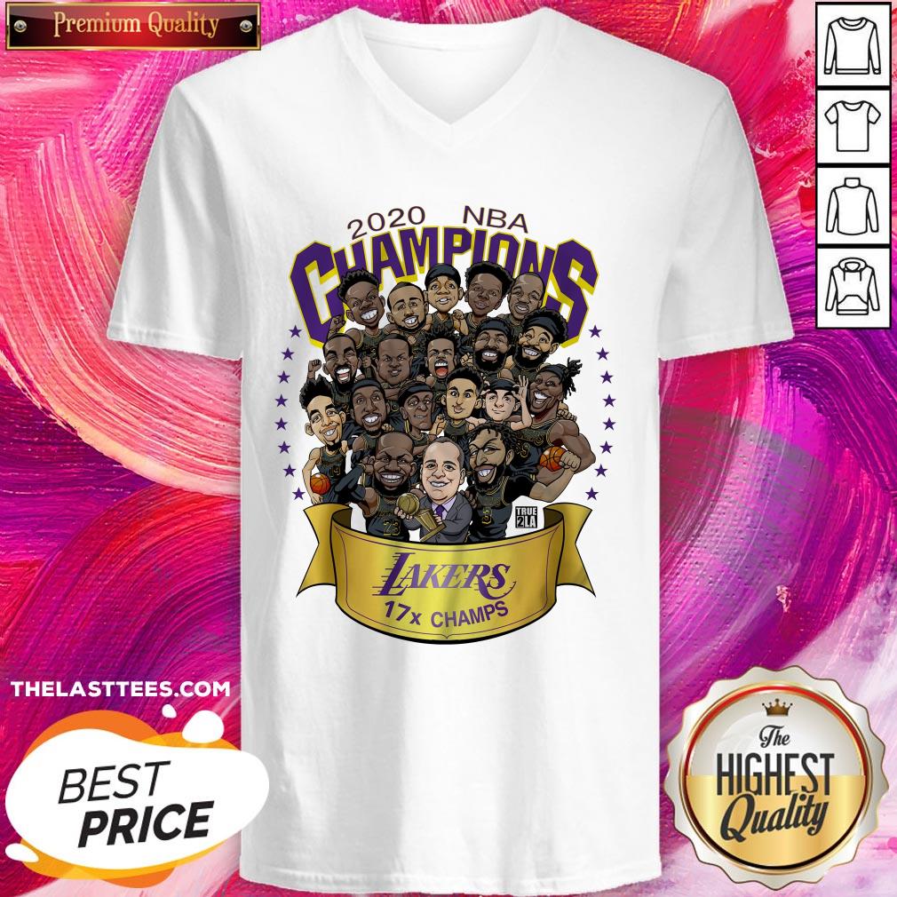Top 2020 NBA Champions Los Angeles Lakers 17 Champs Cartoon Shirt - Image 2