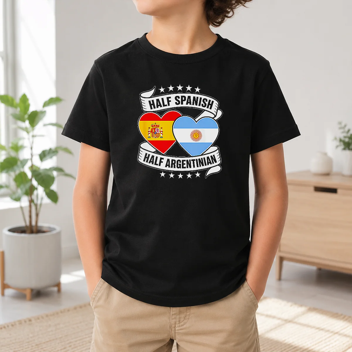 Pretty Half Spanish Half Argentinian Heart Flag Shirt - Image 9