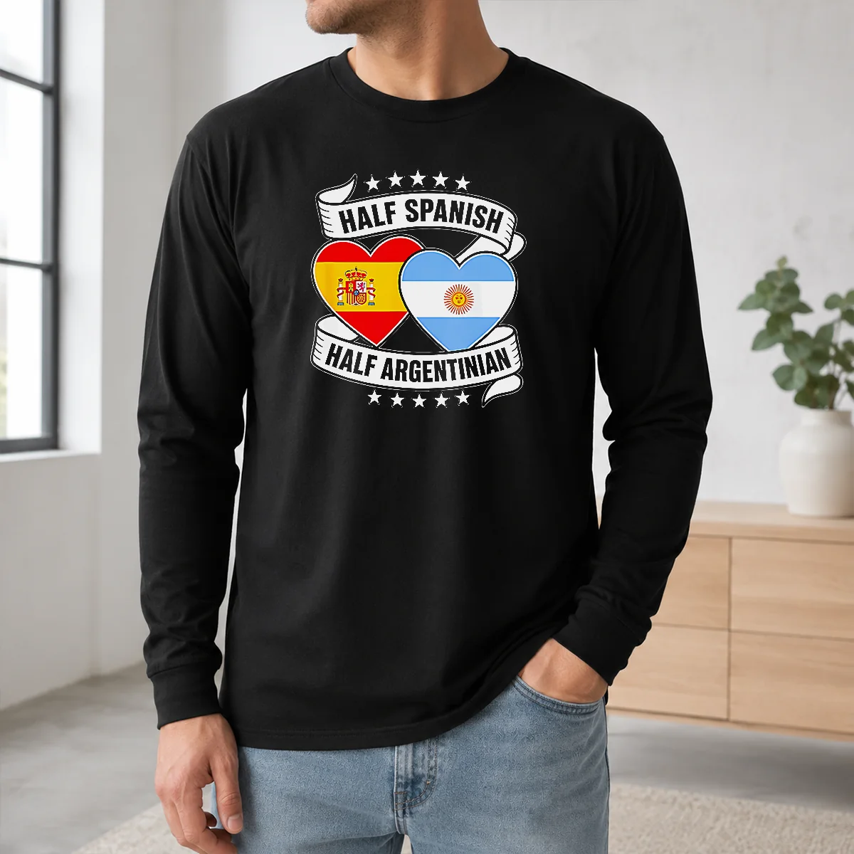 Pretty Half Spanish Half Argentinian Heart Flag Shirt - Image 5