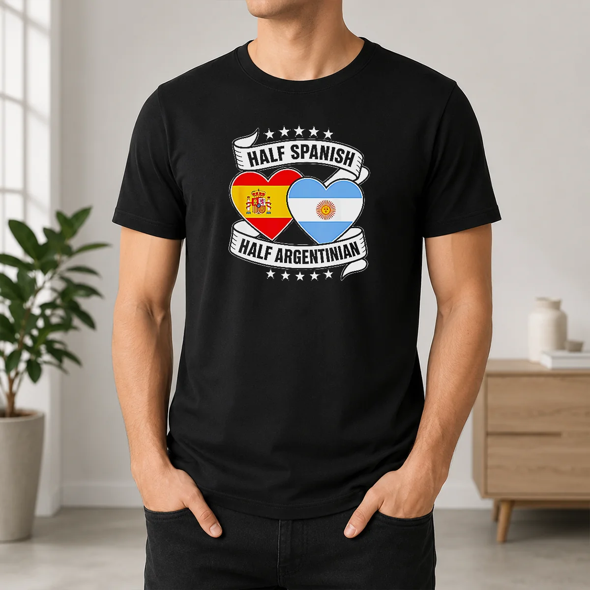 Pretty Half Spanish Half Argentinian Heart Flag Shirt