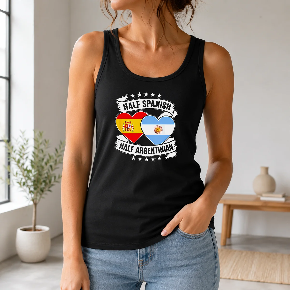 Pretty Half Spanish Half Argentinian Heart Flag Shirt - Image 3