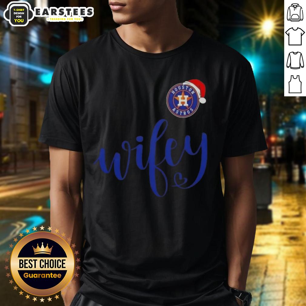 Happy Wifey Houston Astros Santa Hat Merry Christmas T-Shirt