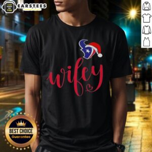 Happy Wifey Houston Texans Santa Hat Merry Christmas T-Shirt