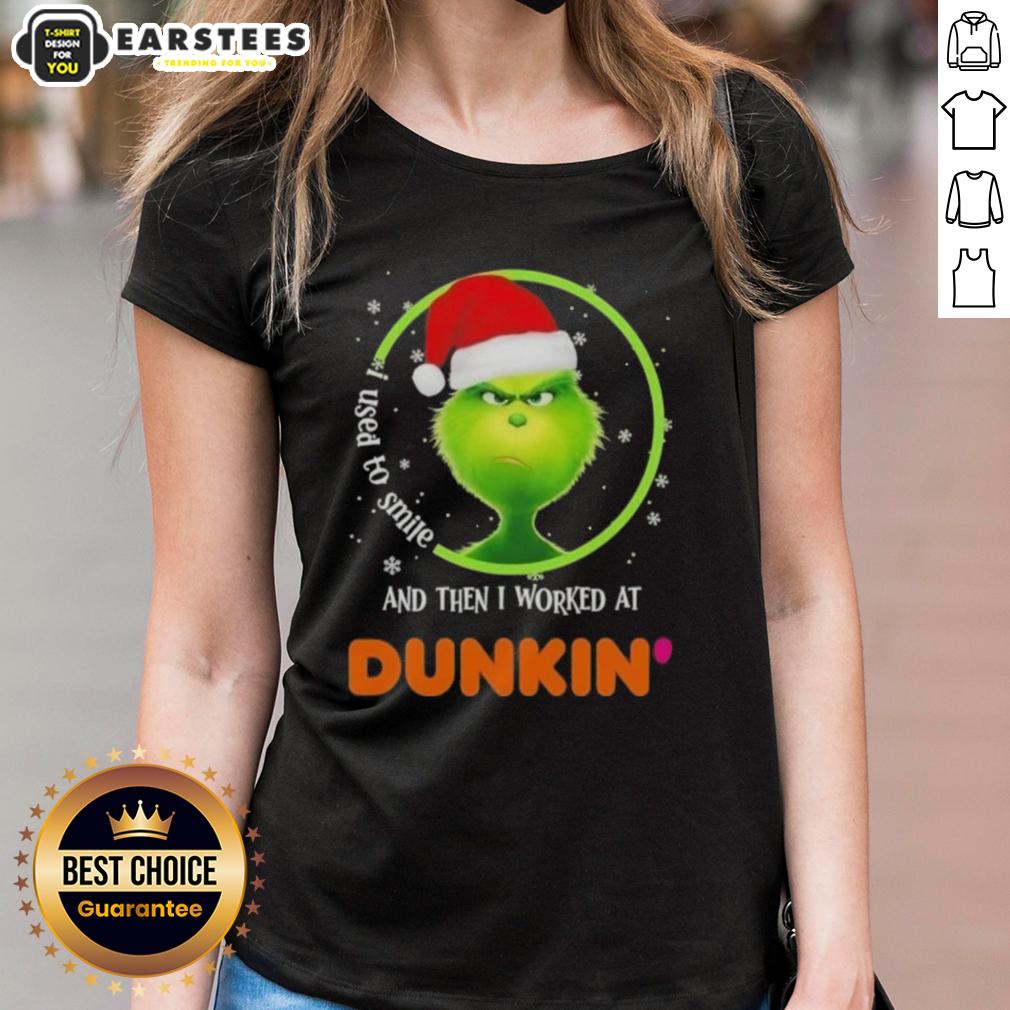 Premium Grinch I Used To Smile And Then I Worked At Dunkin' Donuts T-Shirt - Image 3