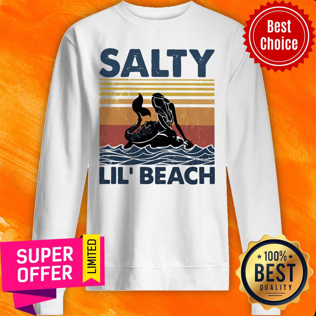 Official Vintage Mermaid Salty Lil' Beach Shirt - Image 2