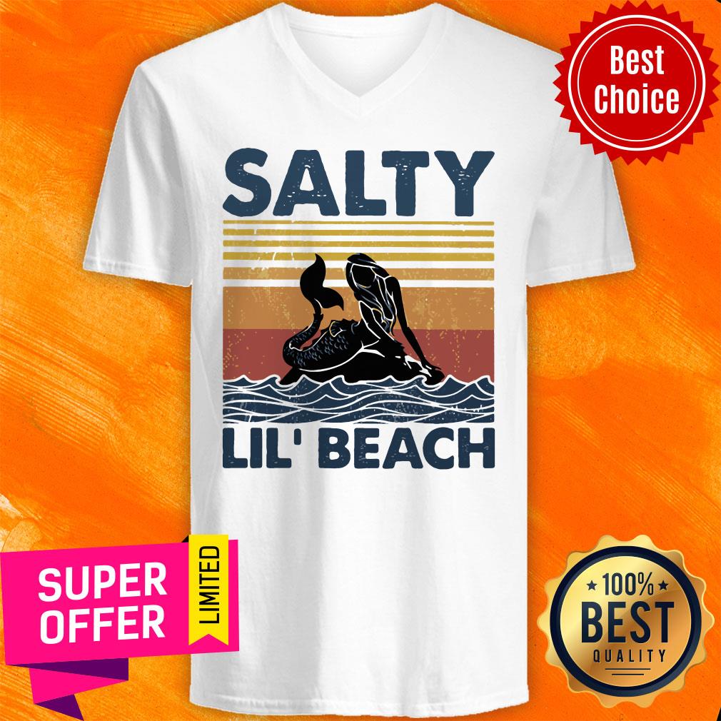 Official Vintage Mermaid Salty Lil' Beach Shirt - Image 4