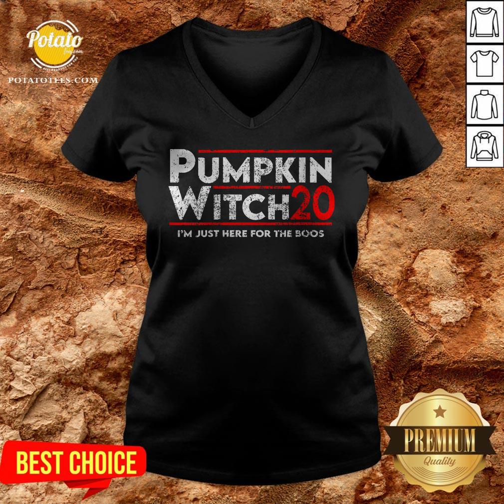 Pumpkin Witch Halloween Election 2020 I'm Just Here For The Boos Shirt - Image 2