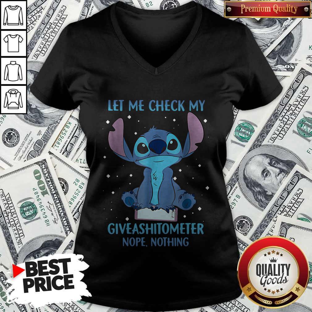 Pretty Stitch Let Me Check My Give A Shit Ometer Nope Nothing Shirt - Image 3