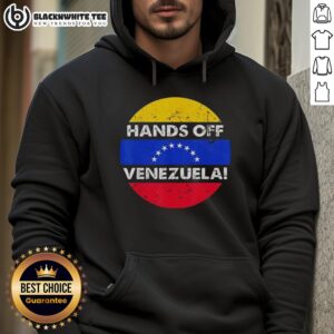 Alternative view of Top I Stand With Hands Off Venezuela Flag Circle Retro T-Shirt