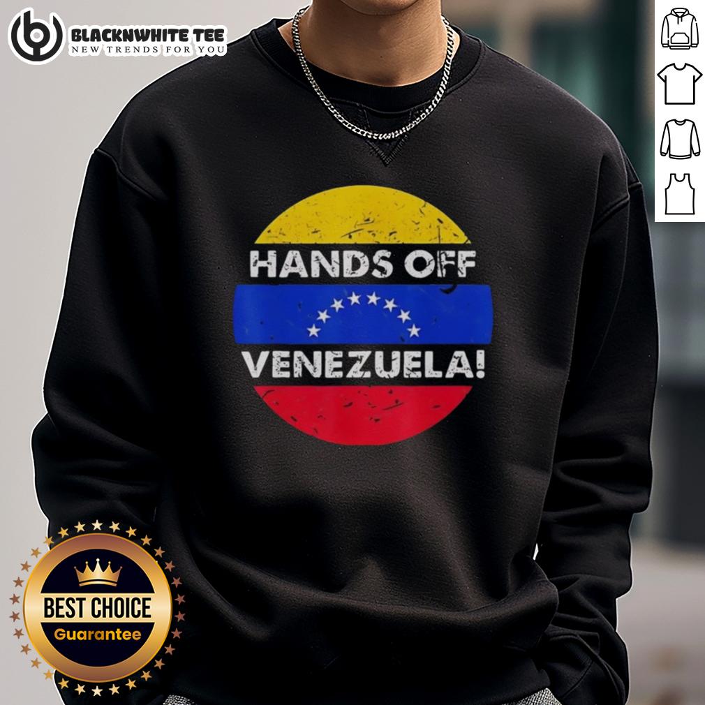 Top I Stand With Hands Off Venezuela Flag Circle Retro T-Shirt - Image 5