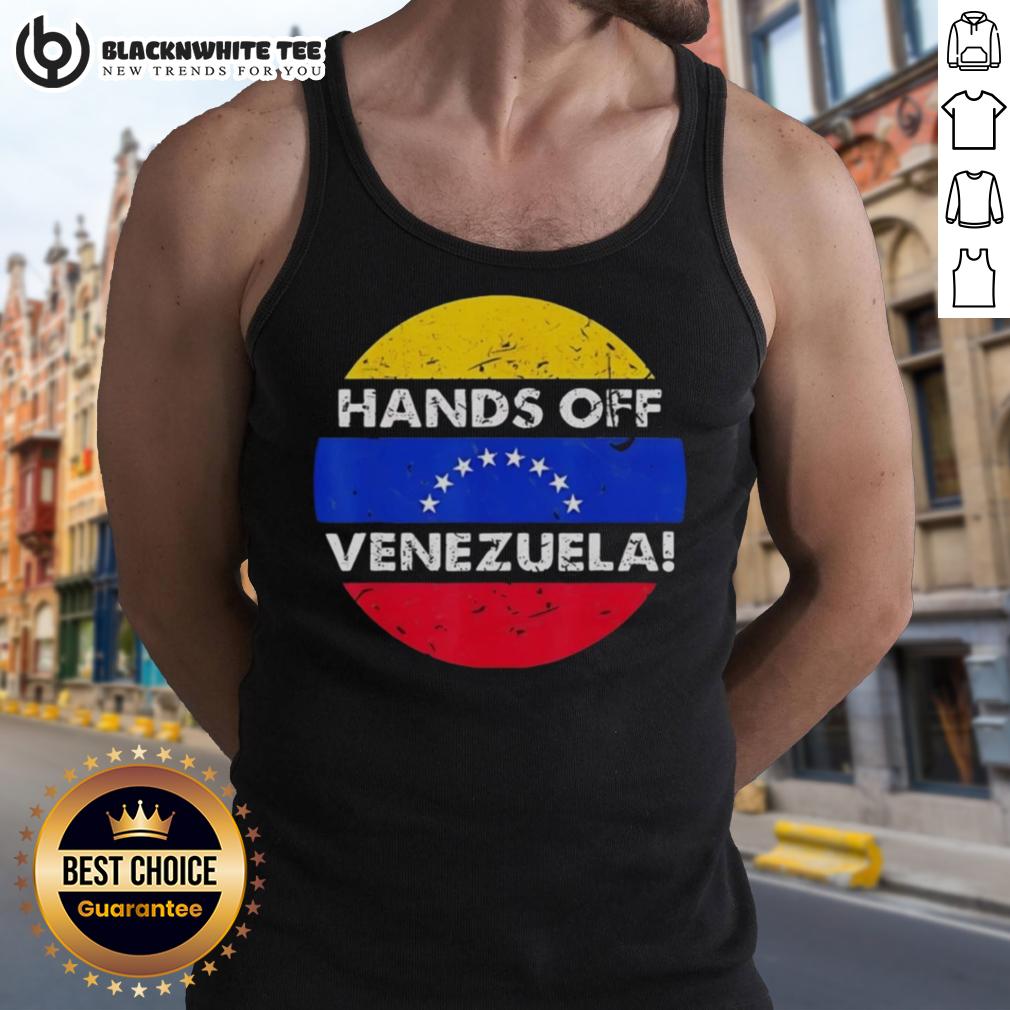 Top I Stand With Hands Off Venezuela Flag Circle Retro T-Shirt - Image 4