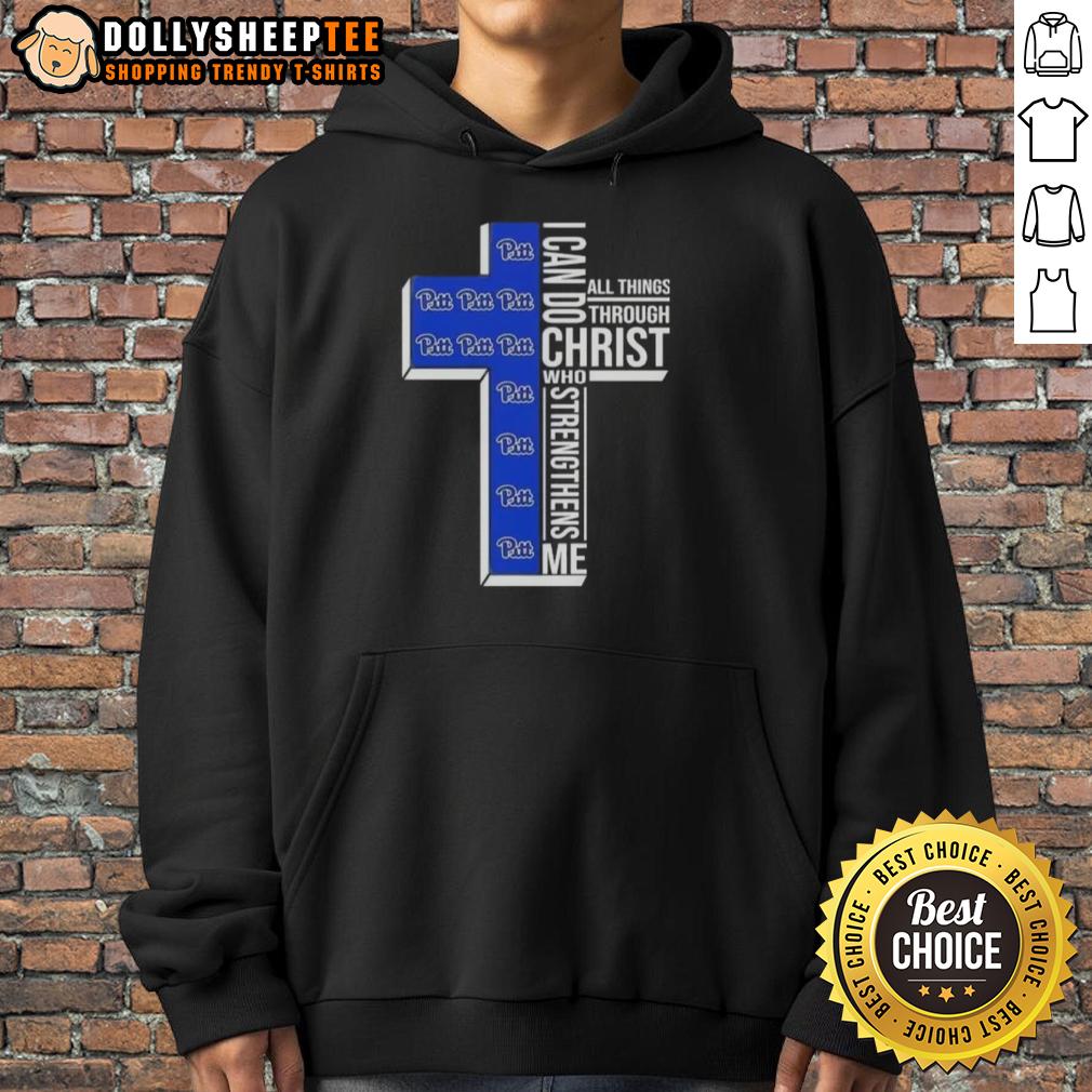 Good I Can Do All Things Through Christ Who Strengthens Me Pittsburgh Panthers Football Cross T-Shirt - Image 2