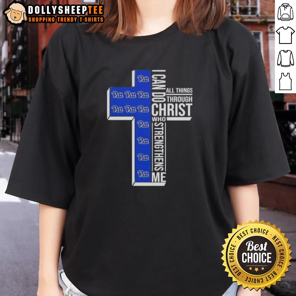 Good I Can Do All Things Through Christ Who Strengthens Me Pittsburgh Panthers Football Cross T-Shirt - Image 3