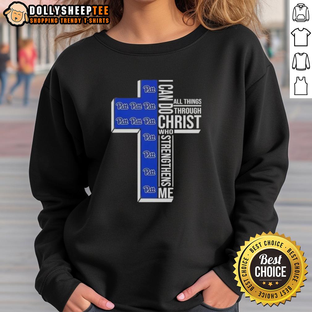 Good I Can Do All Things Through Christ Who Strengthens Me Pittsburgh Panthers Football Cross T-Shirt - Image 5