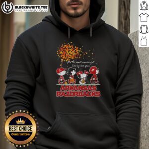 Alternative view of Good Snoopy And Friends Arkansas Razorbacks It's The Most Wonderful Time Of The Year Autumn T-Shirt