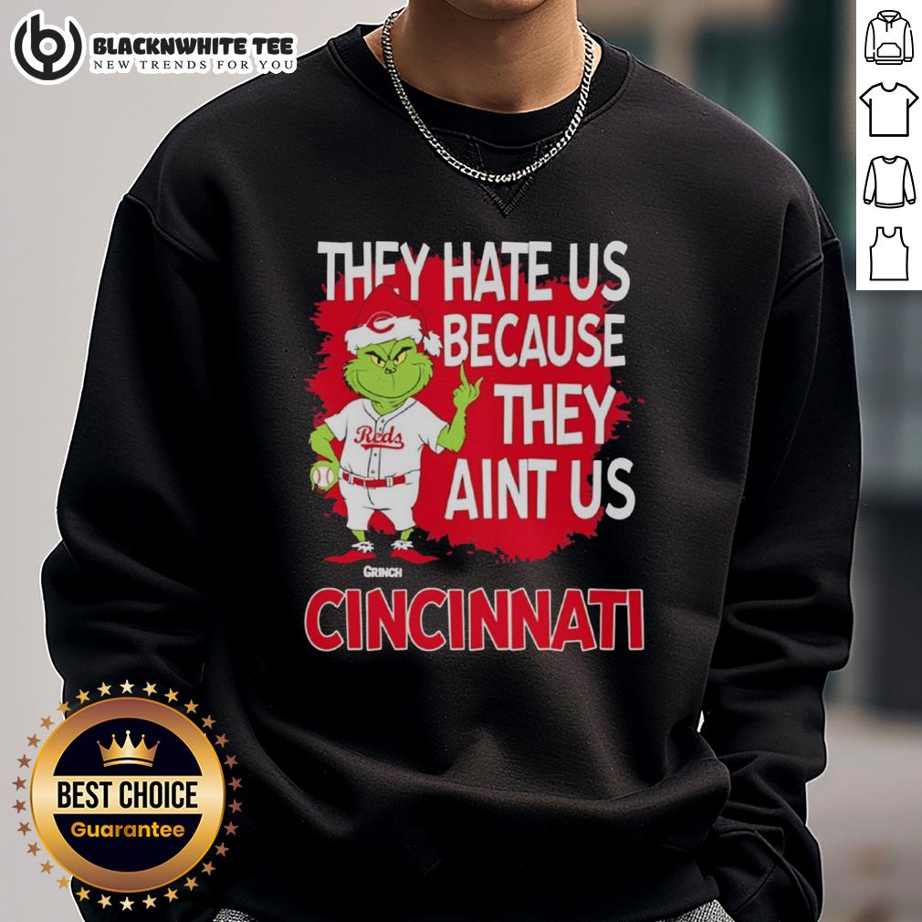 Official Cincinnati Reds Grinch Christmas They Hate Us Ain't Us T-Shirt - Image 5