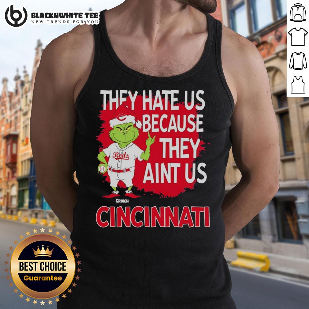 Official Cincinnati Reds Grinch Christmas They Hate Us Ain't Us T-Shirt - Image 4