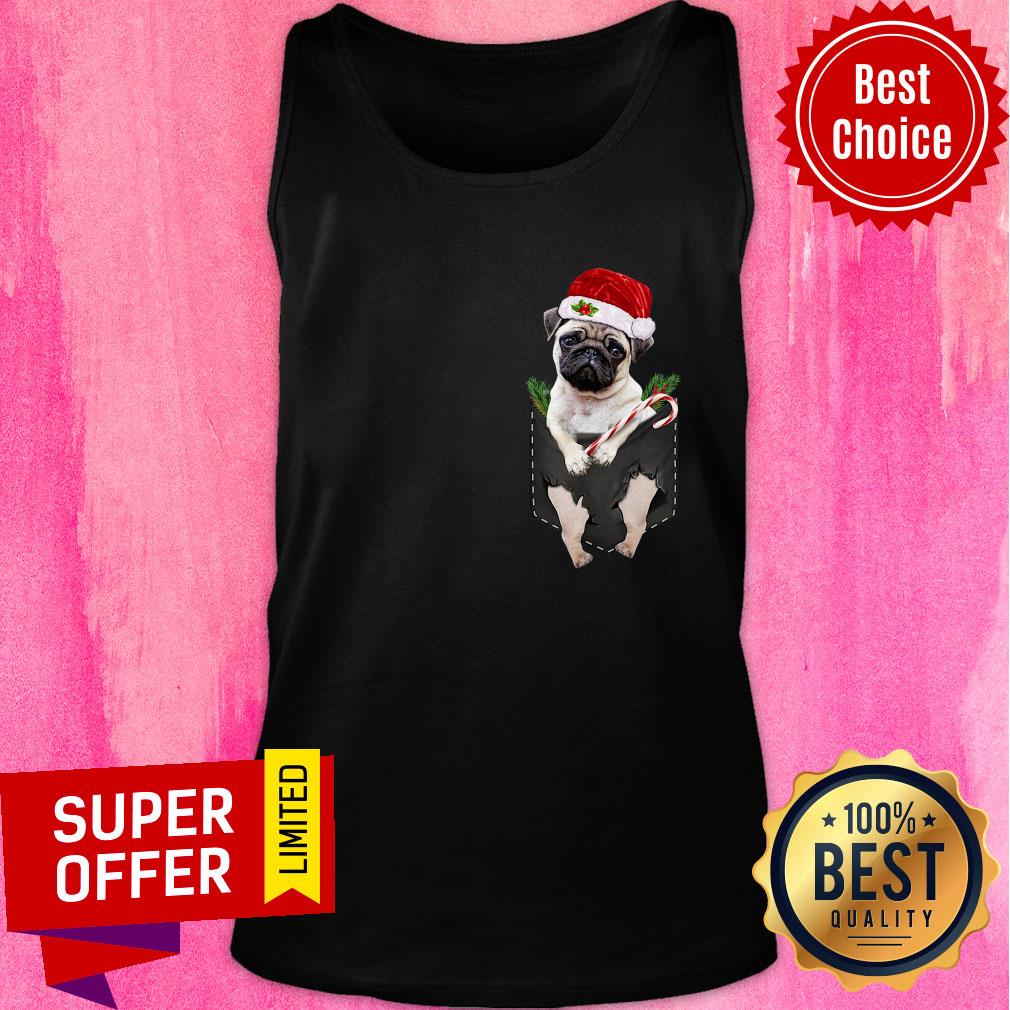 Awesome Santa Pug In Pocket Christmas Shirt - Image 4