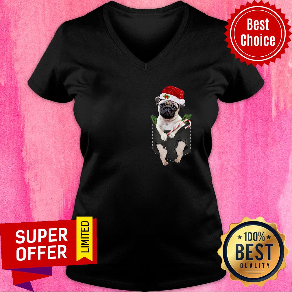 Awesome Santa Pug In Pocket Christmas Shirt - Image 3