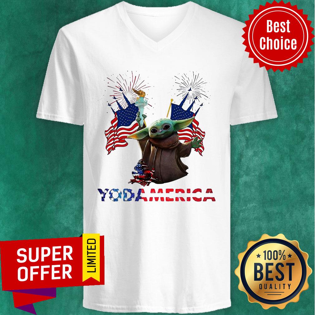 Baby Yoda America Flag Shirt - Image 2