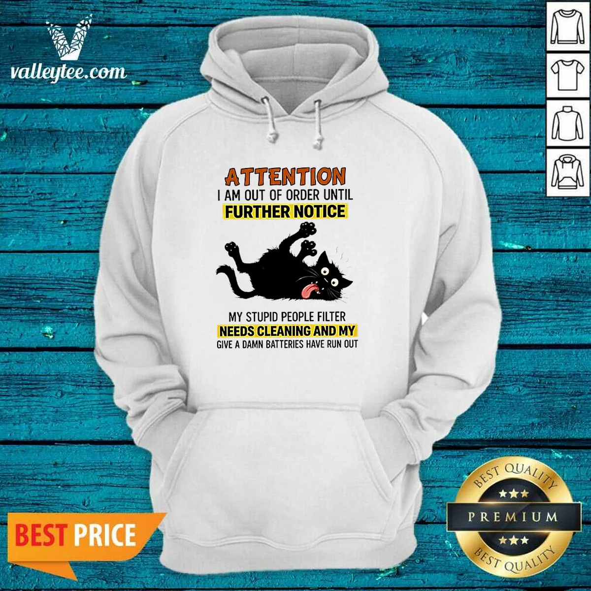 Pretty Black Cat Attention I Am Out Of Order Until Further Notice Shirt - Image 3