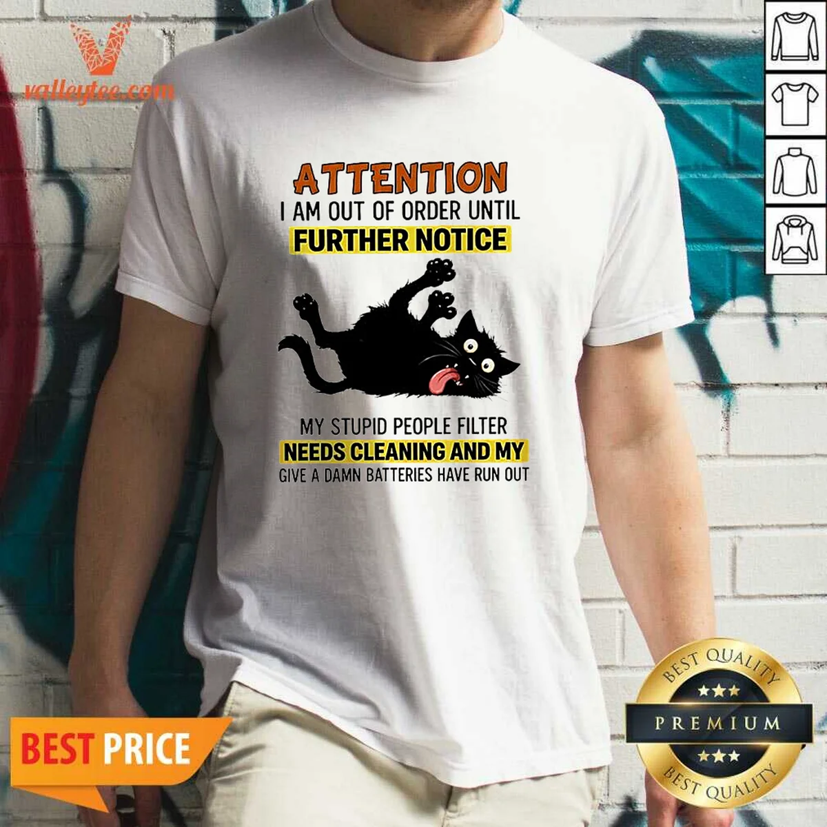 Pretty Black Cat Attention I Am Out Of Order Until Further Notice Shirt