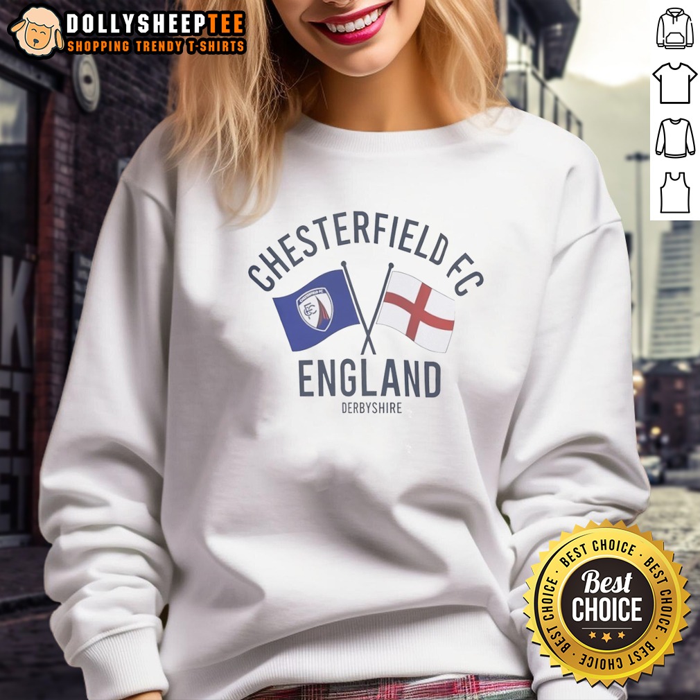 Nice Chesterfield FC England Derbyshire Crossed Flags Crest Emblem Sport Fan Club Shirt - Image 4